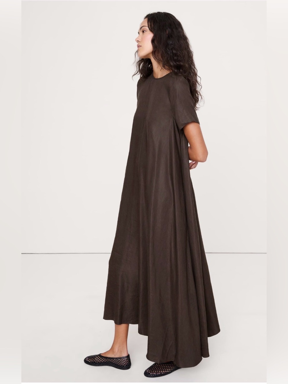 NWT banana republic XL viscose linen trapeze maxi dress - Picture 3 of 8